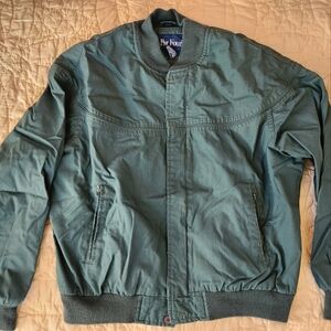 Green Bomber Jacket - Classic Zip Front